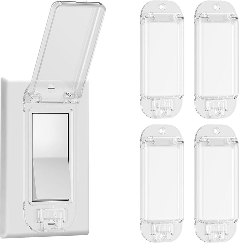 LRANFOW 4 Light Switch Guard Cover, Baby Proof Wall Switch Cover Guard for Rocker Light Switch Protects Your Lights or Circuits from Being Accidentally Turned On or Off - Image 1